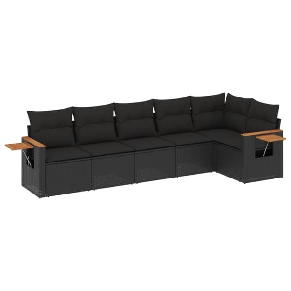 vidaXL sofasæt til haven 6 dele med hynder polyrattan sort