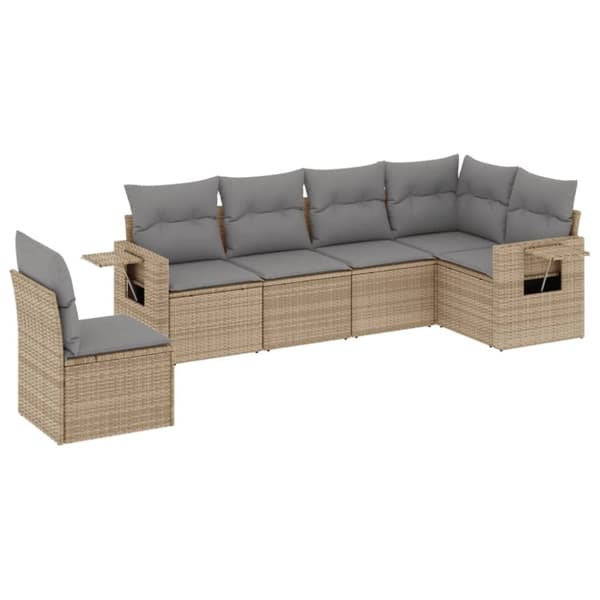 vidaXL sofasæt til haven 6 dele med hynder polyrattan beige