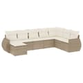 Miniatyrbillede 3 af 4: vidaXL sofasæt til haven 8 dele med hynder polyrattan beige