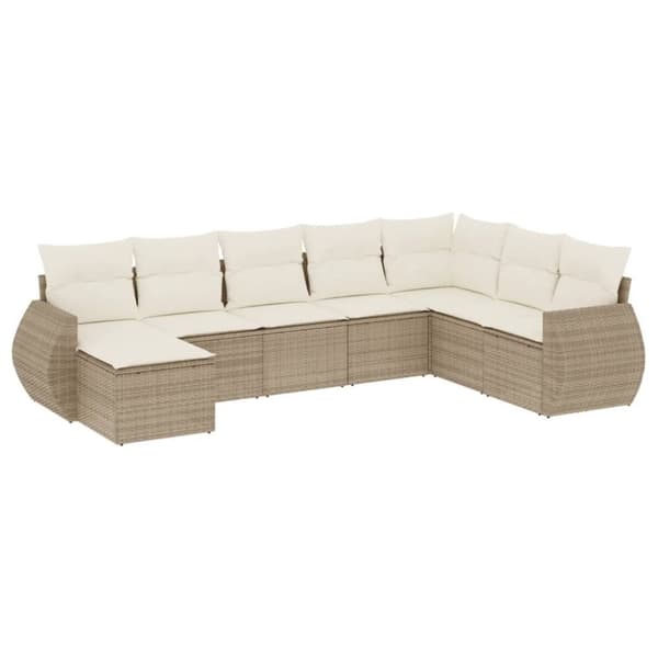 vidaXL sofasæt til haven 8 dele med hynder polyrattan beige