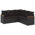 Miniatyrbillede 1 af 3: vidaXL sofasæt til haven 5 dele med hynder polyrattan sort