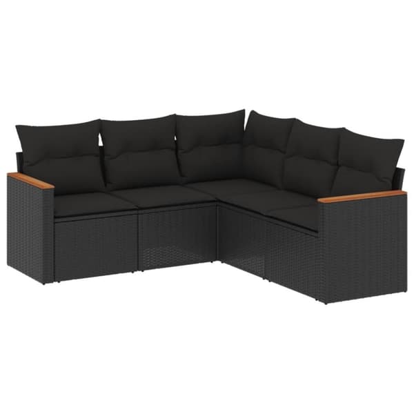 vidaXL sofasæt til haven 5 dele med hynder polyrattan sort