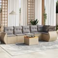 Miniatyrbillede 2 af 4: vidaXL sofasæt til haven 7 dele med hynder polyrattan beige