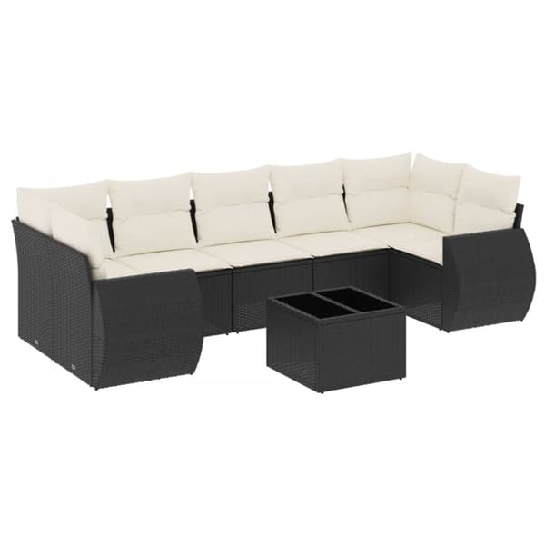 vidaXL sofasæt til haven 8 dele med hynder polyrattan sort