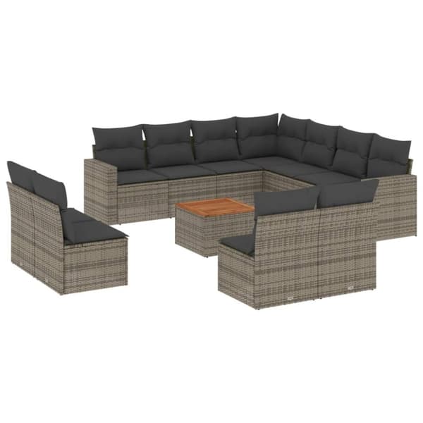 vidaXL sofasæt til haven 12 dele med hynder polyrattan grå