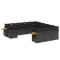 Miniatyrbillede 1 af 3: vidaXL sofasæt til haven 11 dele med hynder polyrattan sort