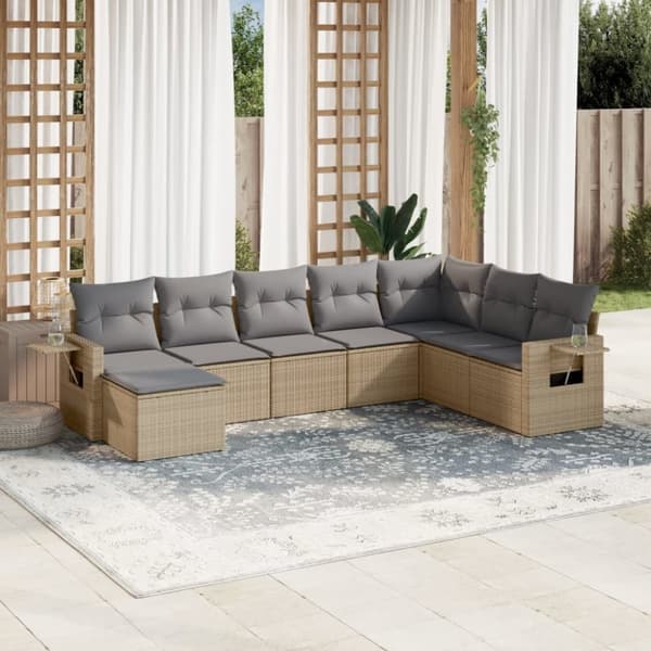 vidaXL sofasæt til haven 8 dele med hynder polyrattan beige