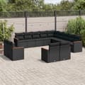Miniatyrbillede 3 af 3: vidaXL sofasæt til haven 13 dele med hynder polyrattan sort
