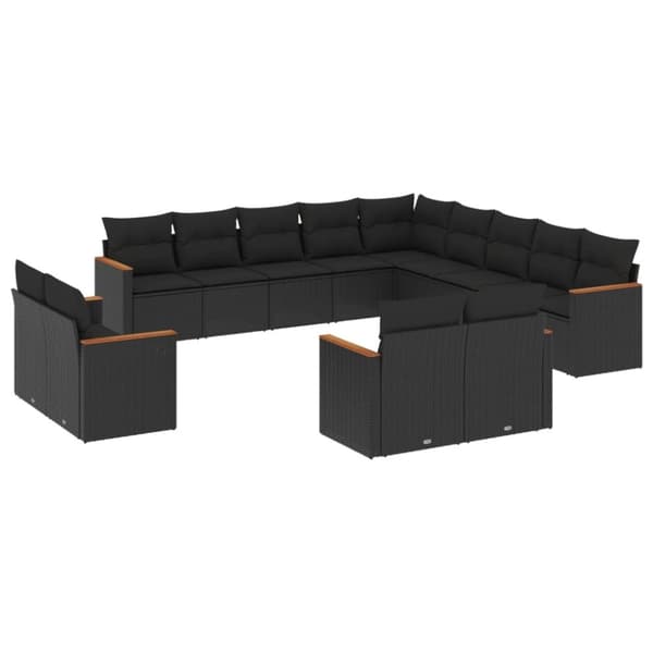 vidaXL sofasæt til haven 13 dele med hynder polyrattan sort