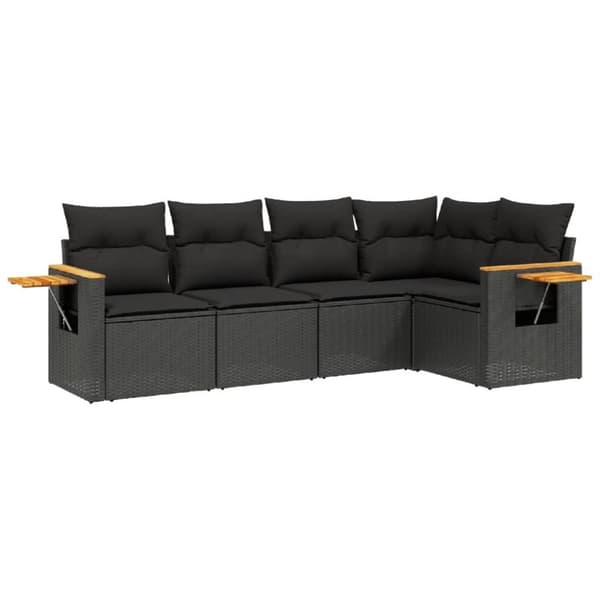 vidaXL sofasæt til haven 5 dele med hynder polyrattan sort