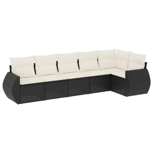 vidaXL sofasæt til haven 6 dele med hynder polyrattan sort