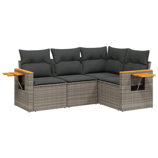 vidaXL sofasæt til haven 4 dele med hynder polyrattan grå