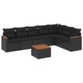 Miniatyrbillede 1 af 3: vidaXL sofasæt til haven 8 dele med hynder polyrattan sort