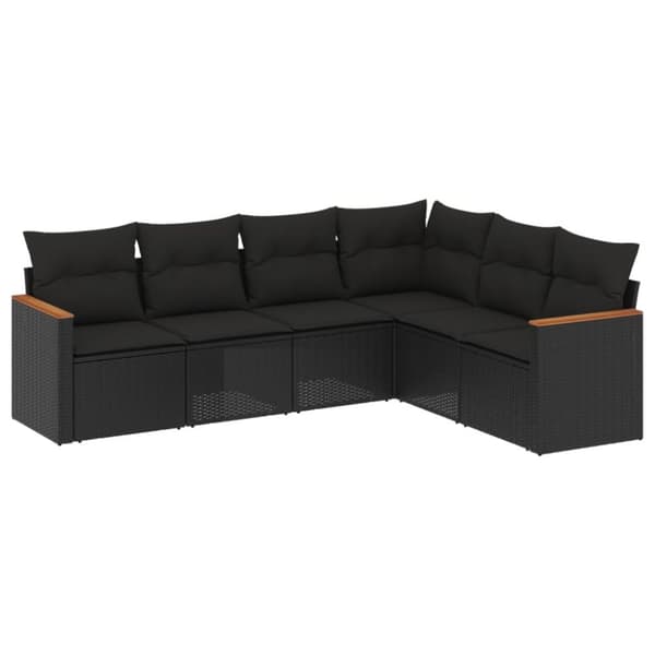 vidaXL sofasæt til haven 6 dele med hynder polyrattan sort