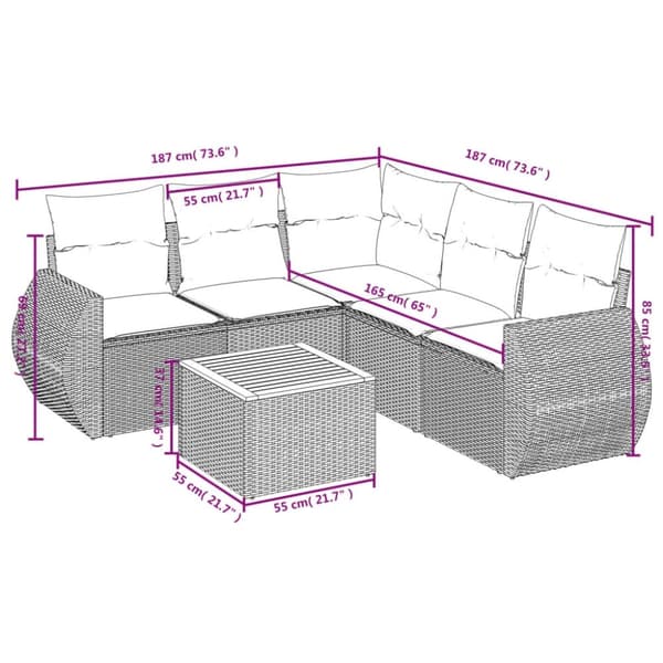 vidaXL sofasæt til haven 6 dele med hynder polyrattan beige
