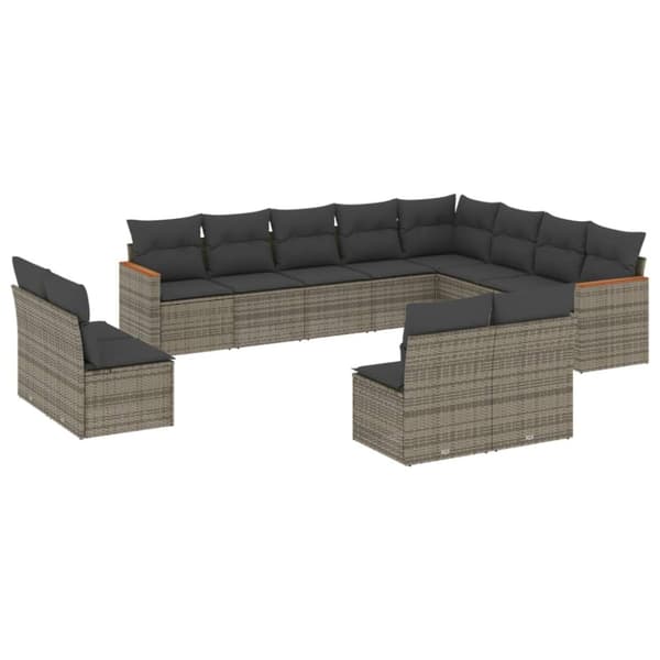 vidaXL sofasæt til haven 12 dele med hynder polyrattan grå