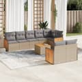 Miniatyrbillede 3 af 3: vidaXL sofasæt til haven 9 dele med hynder polyrattan beige