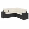 Miniatyrbillede 3 af 4: vidaXL sofasæt til haven 5 dele med hynder polyrattan sort