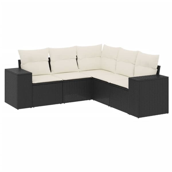 vidaXL sofasæt til haven 5 dele med hynder polyrattan sort