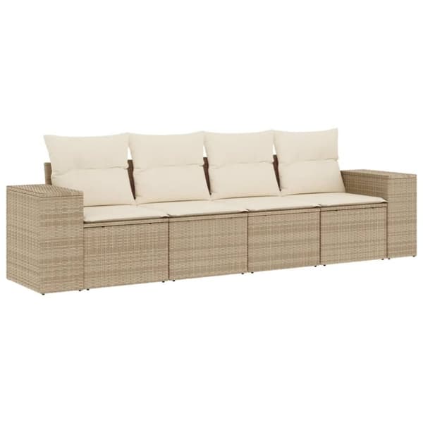vidaXL sofasæt til haven 4 dele med hynder polyrattan beige