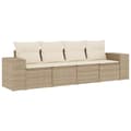 Miniatyrbillede 3 af 4: vidaXL sofasæt til haven 4 dele med hynder polyrattan beige