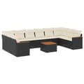Miniatyrbillede 1 af 3: vidaXL sofasæt til haven 11 dele med hynder polyrattan sort