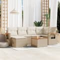 Miniatyrbillede 3 af 3: vidaXL sofasæt til haven 7 dele med hynder polyrattan beige