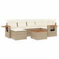 Miniatyrbillede 1 af 3: vidaXL sofasæt til haven 7 dele med hynder polyrattan beige