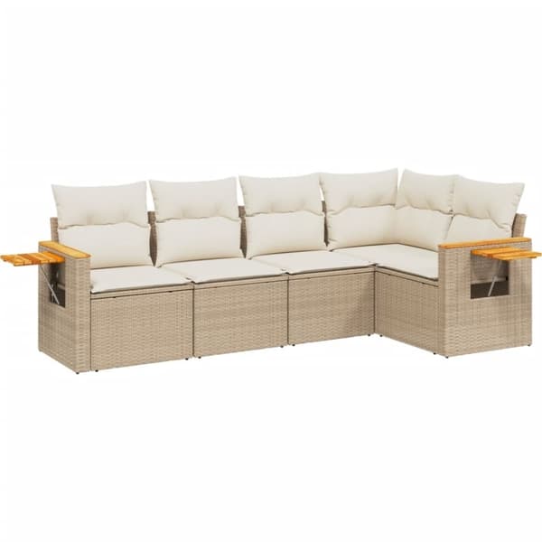 vidaXL sofasæt til haven 5 dele med hynder polyrattan beige