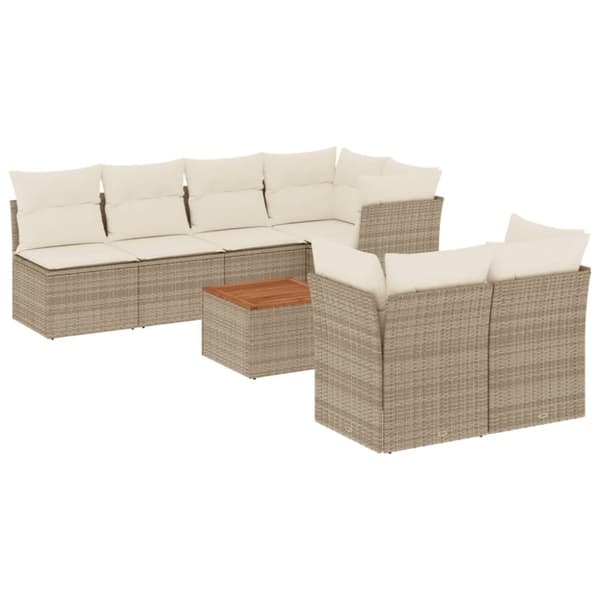 vidaXL sofasæt til haven 8 dele med hynder polyrattan beige