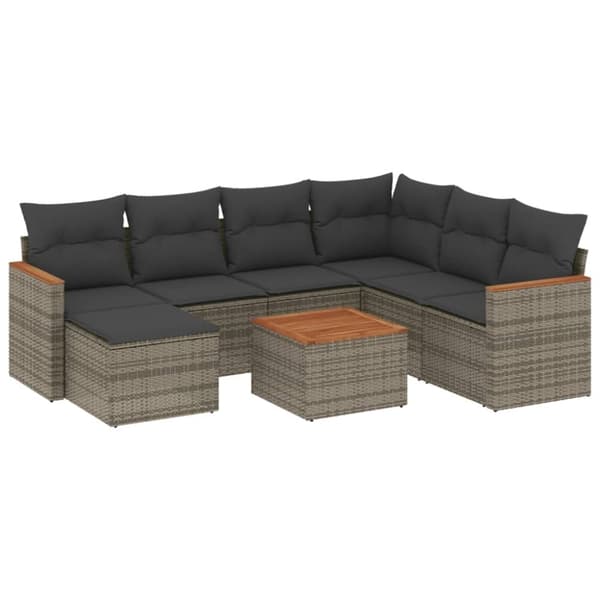 vidaXL sofasæt til haven 8 dele med hynder polyrattan grå