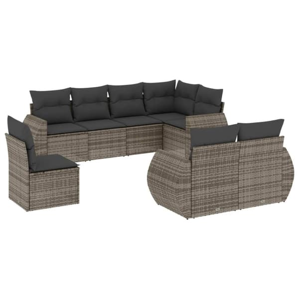 vidaXL sofasæt til haven 8 dele med hynder polyrattan grå