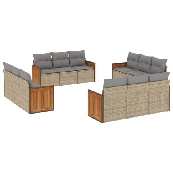 vidaXL sofasæt til haven 12 dele med hynder polyrattan beige
