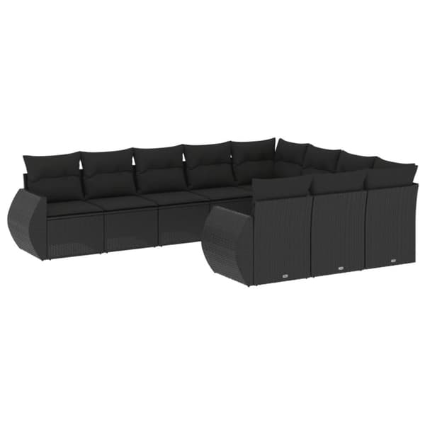 vidaXL sofasæt til haven 10 dele med hynder polyrattan sort
