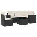 Miniatyrbillede 3 af 4: vidaXL sofasæt til haven 6 dele med hynder polyrattan sort