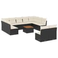 Miniatyrbillede 1 af 3: vidaXL sofasæt til haven 12 dele med hynder polyrattan sort