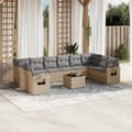 Miniatyrbillede 11 af 11: vidaXL sofasæt til haven 11 dele med hynder polyrattan beige