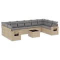 Miniatyrbillede 1 af 11: vidaXL sofasæt til haven 11 dele med hynder polyrattan beige