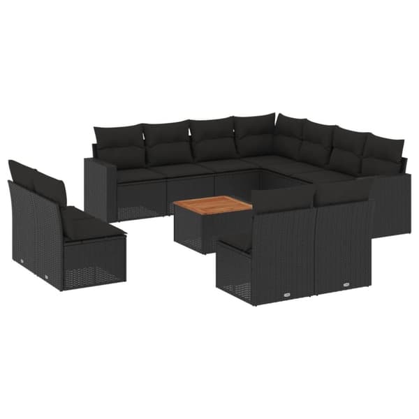 vidaXL sofasæt til haven 12 dele med hynder polyrattan sort
