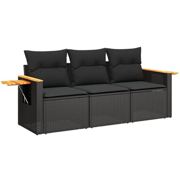vidaXL sofasæt til haven 3 dele med hynder polyrattan sort