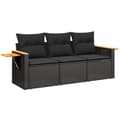 Miniatyrbillede 1 af 10: vidaXL sofasæt til haven 3 dele med hynder polyrattan sort