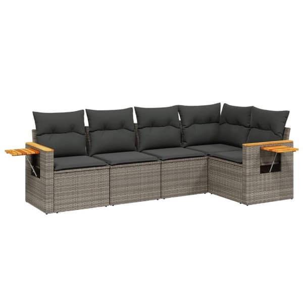 vidaXL sofasæt 5 dele med hynder polyrattan grå
