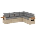 Miniatyrbillede 1 af 3: vidaXL sofasæt til haven 6 dele med hynder polyrattan beige