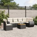 Miniatyrbillede 2 af 11: vidaXL sofasæt til haven 7 dele med hynder polyrattan sort