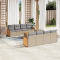 Miniatyrbillede 3 af 3: vidaXL sofasæt til haven 9 dele med hynder polyrattan beige