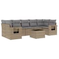 Miniatyrbillede 1 af 3: vidaXL sofasæt til haven 8 dele med hynder polyrattan beige