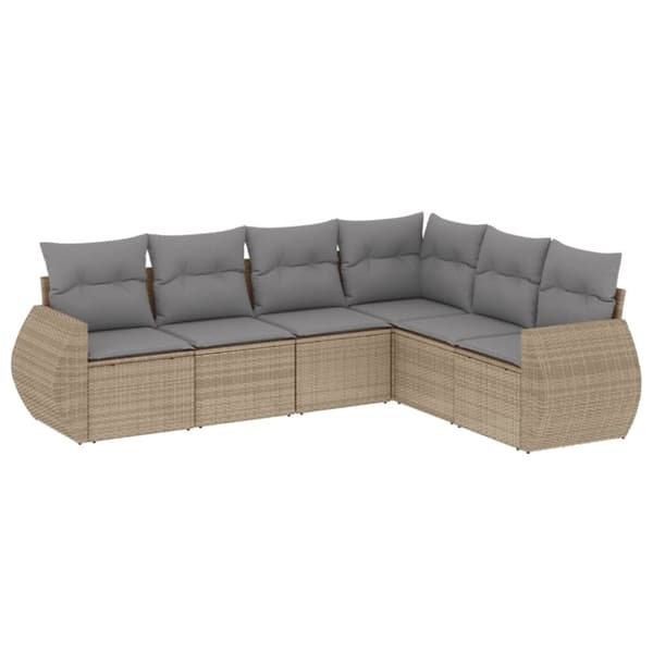 vidaXL sofasæt til haven 6 dele med hynder polyrattan beige