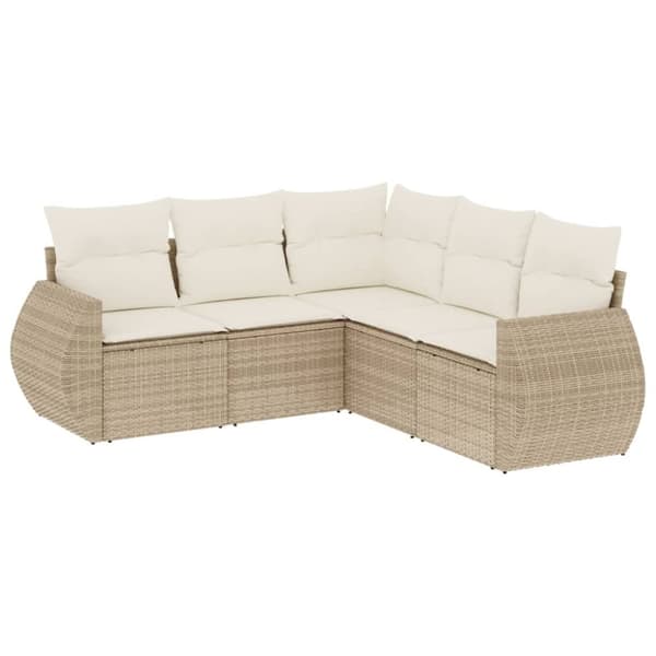 vidaXL sofasæt til haven 5 dele med hynder polyrattan beige