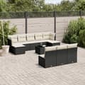 Miniatyrbillede 3 af 3: vidaXL sofasæt til haven 11 dele med hynder polyrattan sort