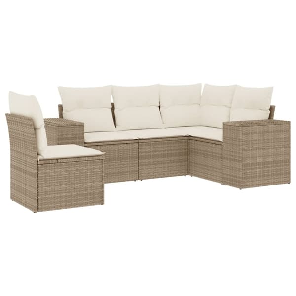 vidaXL sofasæt til haven 5 dele med hynder polyrattan beige